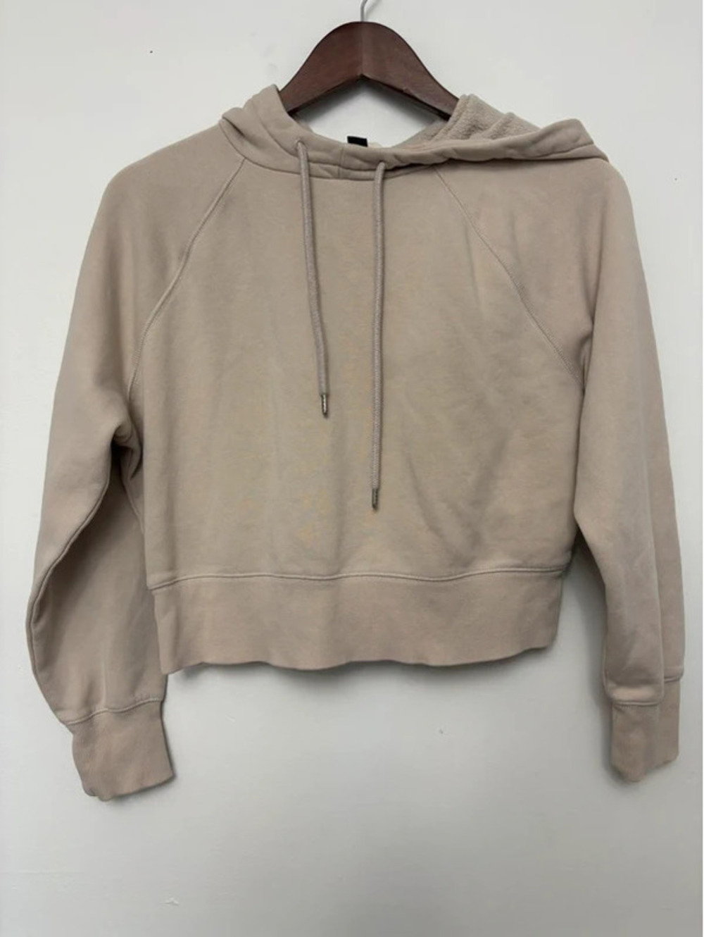 Universal Thread XS Beige Cropped Fleece Hoodie Neutral Minimalist